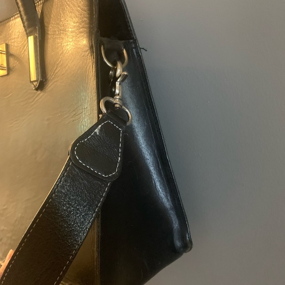 Genuine leather top handle structured bag Black Leather Handbag - Picture 3 of 7